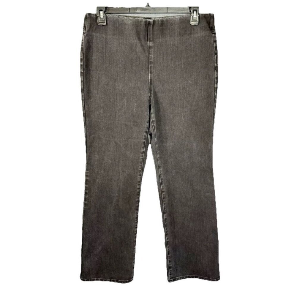 Soft Surroundings Ultimate Bootcut Jeans Womens Large Black Fade Pull On Pants